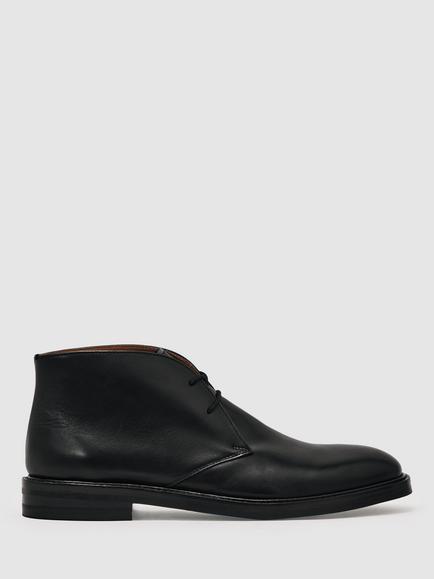 Reiss Clarkson Leather Lace Up Chukka Boots, Black, Black