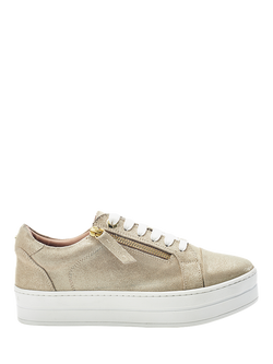 Moda In Pelle Abbee Lace Up Slab Sole Trainers, Gold