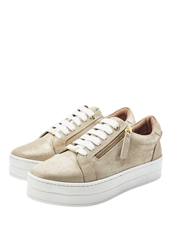 Moda In Pelle Abbee Lace Up Slab Sole Trainers - view 2, Gold