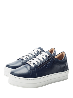 Moda In Pelle Abbee Lace Up Slab Sole Trainers - view 2, Navy