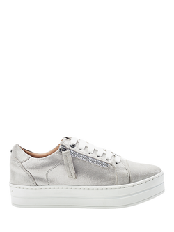 Moda In Pelle Abbee Lace Up Slab Sole Trainers, Silver