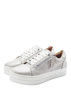 Moda In Pelle Abbee Lace Up Slab Sole Trainers - view 2, Silver
