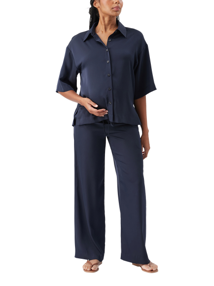 Ripe Tamara Satin Maternity Shirt, Midnight, Midnight