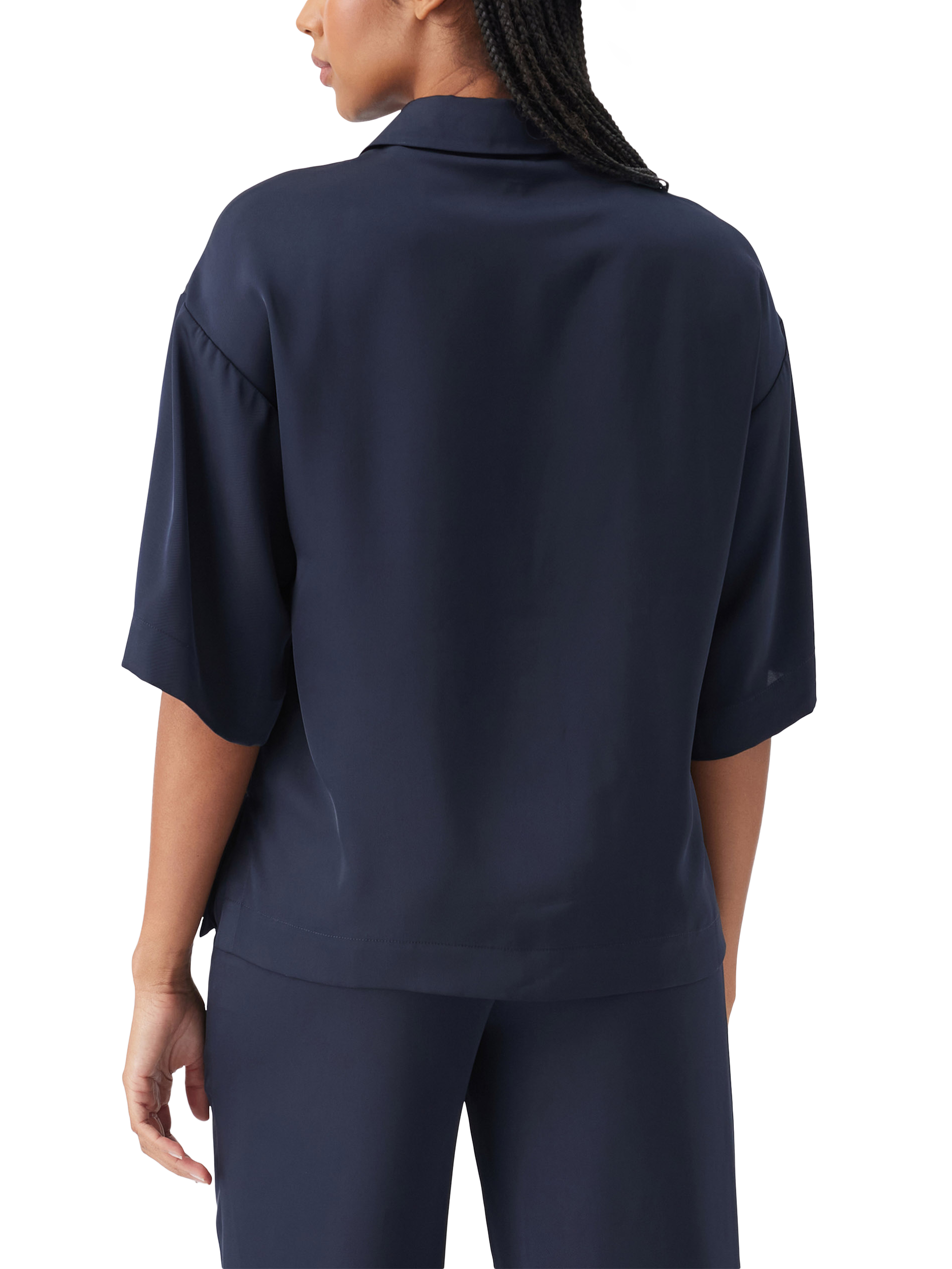 Product image 5 of 7, which shows Ripe Tamara Satin Maternity Shirt, Midnight, XS
