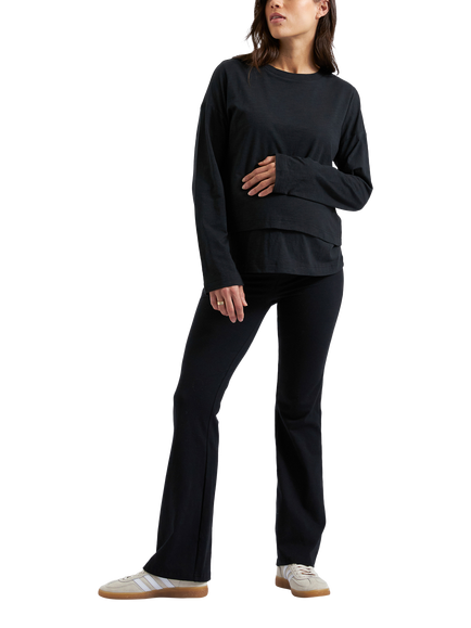 Ripe Jersey Flared Maternity Trousers, Black, Black