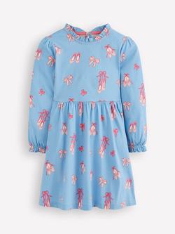 Mini Boden Kids' Blouson Sleeve Dress, Blue Ballet Shoes, Blue Ballet Shoes