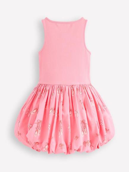 Mini Boden Kids' Bubble Hem Party Dress, Pink Ballet Shoes - view 2, Pink Ballet Shoes