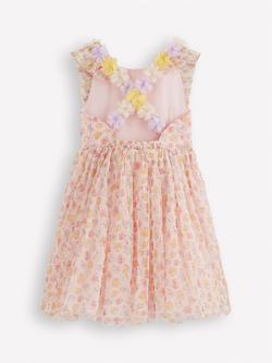 Mini Boden Kids' Flutter Strap Dress, Soft Ivory Rosa - view 2, Soft Ivory Rosa