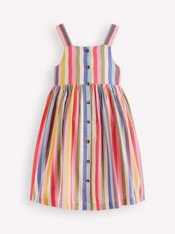 Mini Boden Kids' Remy Sleeveless Button Down Dress, Pink/Green, Pink/Green