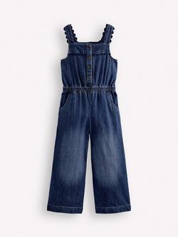 Mini Boden Kids' Woven Denim Jumpsuit, Mid Vintage, Mid Vintage