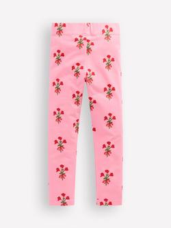 Mini Boden Kids' Fun Stretch Cotton Leggings, Bubblegum Pink Posy - view 2, Bubblegum Pink Posy