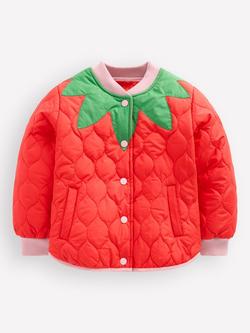 Mini Boden Kids' Fun Bomber Jacket, Strawberry Applique, Strawberry Applique