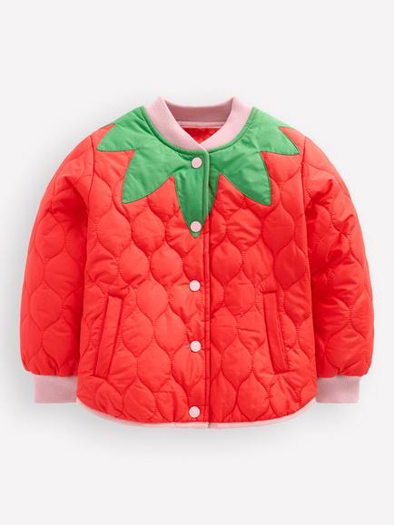 Mini Boden Kids' Fun Bomber Jacket, Strawberry Applique, Strawberry Applique