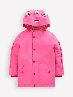 Mini Boden Kids' Novelty 3D Hood Waterproof Coat, Sorbet Pink Monster, Sorbet Pink Monster