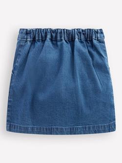 Mini Boden Kids' A Line Button Denim Skirt, Mid Vintage Shapes - view 2, Mid Vintage Shapes