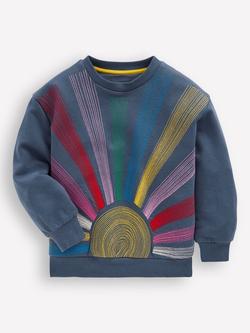 Mini Boden Kids' Bobbie Applique Top, Vintage Indigo Sun, Vintage Indigo Sun