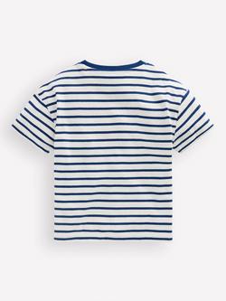 Mini Boden Kids' Cotton Sunglasses Relaxed T-Shirt, Navy Stripe - view 2, Navy Stripe