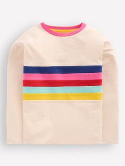 Mini Boden Kids' Cotton Breton Relaxed T-Shirt, Oatmeal Marl Stripe, Oatmeal Marl Stripe