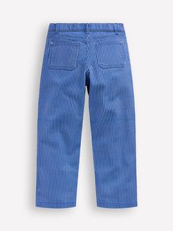 Mini Boden Kids' Patch Pocket Wide Leg Jeans, Blue & Ivory Stripe - view 2, Blue & Ivory Stripe