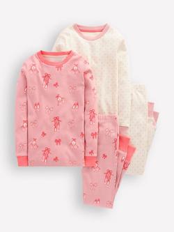Mini Boden Kids' Cotton Long John Pyjama Set, Pack of 2, Pink Ballet Shoes, Pink Ballet Shoes