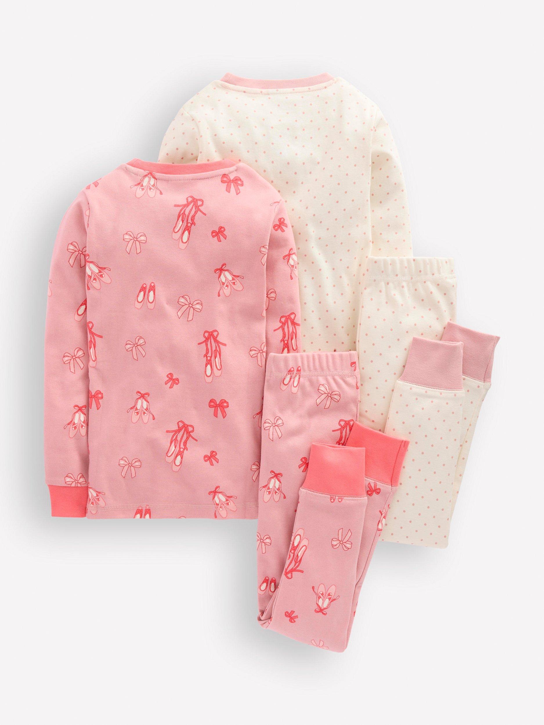 Mini Boden Kids' Cotton Long John Pyjama Set, Pack of 2, Pink Ballet Shoes