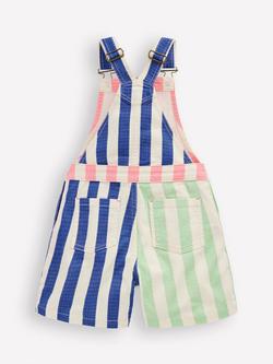 Mini Boden Kids' Stripe Short Dungarees, Multi Hotch Potch - view 2, Multi Hotch Potch