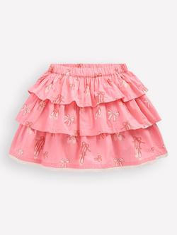 Mini Boden Kids' Cotton Ruffle Tiered Skirt, Pink Ballet Shoes, Pink Ballet Shoes