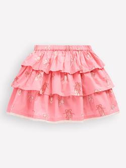 Mini Boden Kids' Cotton Ruffle Tiered Skirt, Pink Ballet Shoes - view 2, Pink Ballet Shoes