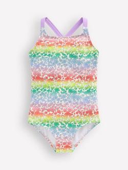Mini Boden Kids' Cross Back Swimsuit, Rainbow Ombre, Rainbow Ombre