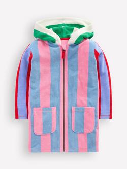 Mini Boden Kids' Romie Stripe Towelling Hoodie, Multi Hotchpotch, Multi Hotchpotch