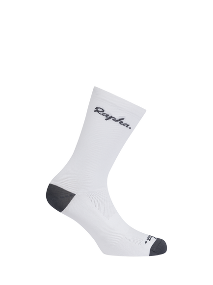 Rapha Logo Cycling Socks, White/Grey, White/Grey