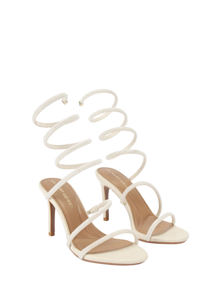 KG Kurt Geiger Athena Embellished Stiletto Heel Sandals, Natural Cream - view 2, Natural Cream
