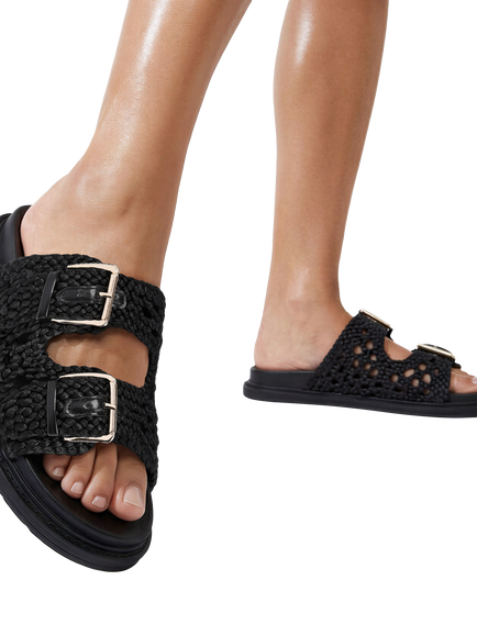 KG Kurt Geiger Rhoda Woven Footbed Sandals, Black - view 2, Black