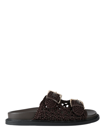 KG Kurt Geiger Rhoda Woven Slider Sandals, Brown Dark