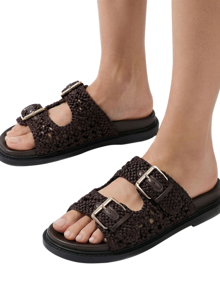 KG Kurt Geiger Rhoda Woven Slider Sandals - view 2, Brown Dark
