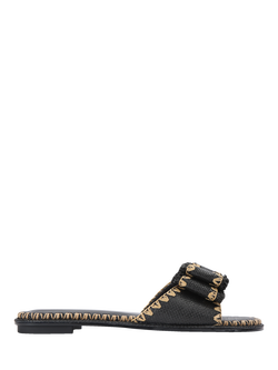 KG Kurt Geiger Robbie Slim Raffia Slider Sandals, Black Multi Black