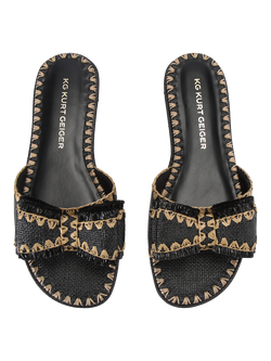 KG Kurt Geiger Robbie Slim Raffia Slider Sandals - view 2, Black Multi Black
