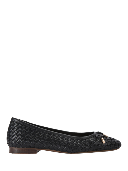 KG Kurt Geiger Nora Woven Leather Ballerina Pumps, Black