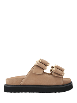 KG Kurt Geiger Robbie Slim Suede Slider Sandals, Brown Camel, Brown Camel