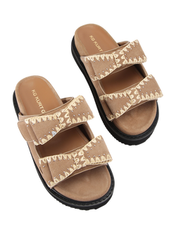 KG Kurt Geiger Robbie Slim Suede Slider Sandals, Brown Camel - view 2, Brown Camel
