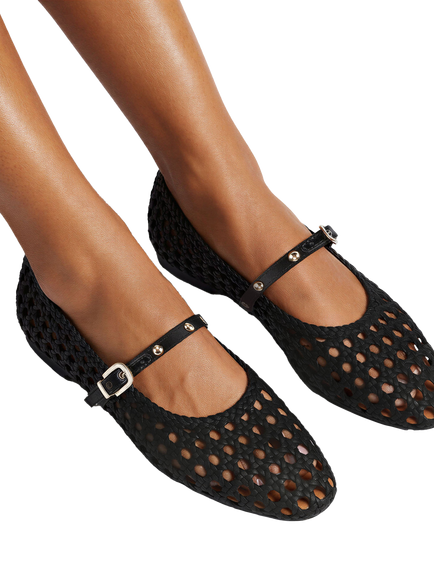 KG Kurt Geiger Rhoda Woven Mary Jane Ballerina Pumps - view 2, Black