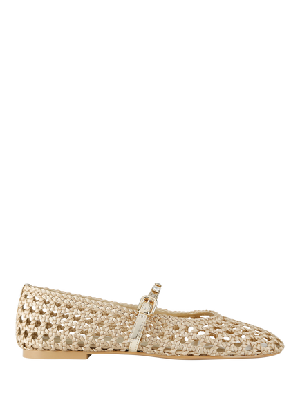 KG Kurt Geiger Rhoda Woven Mary Jane Ballerina Pumps, Gold