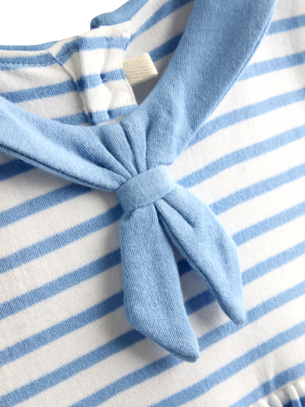 JoJo Maman Bébé Kids' Short Sleeve Sailor Dress, Light Blue - view 2, Light Blue