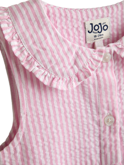 JoJo Maman Bébé Kids' Collared Sleeveless Button Through Dress, Mid Pink - view 2, Mid Pink
