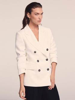 Mint Velvet Double Breasted Blazer, White Ivory, White Ivory
