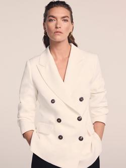 Mint Velvet Double Breasted Blazer, White Ivory - view 2, White Ivory