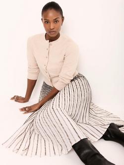 Mint Velvet Knit Layered Pleated Midi Dress, Ivory/Multi - view 2, Ivory/Multi