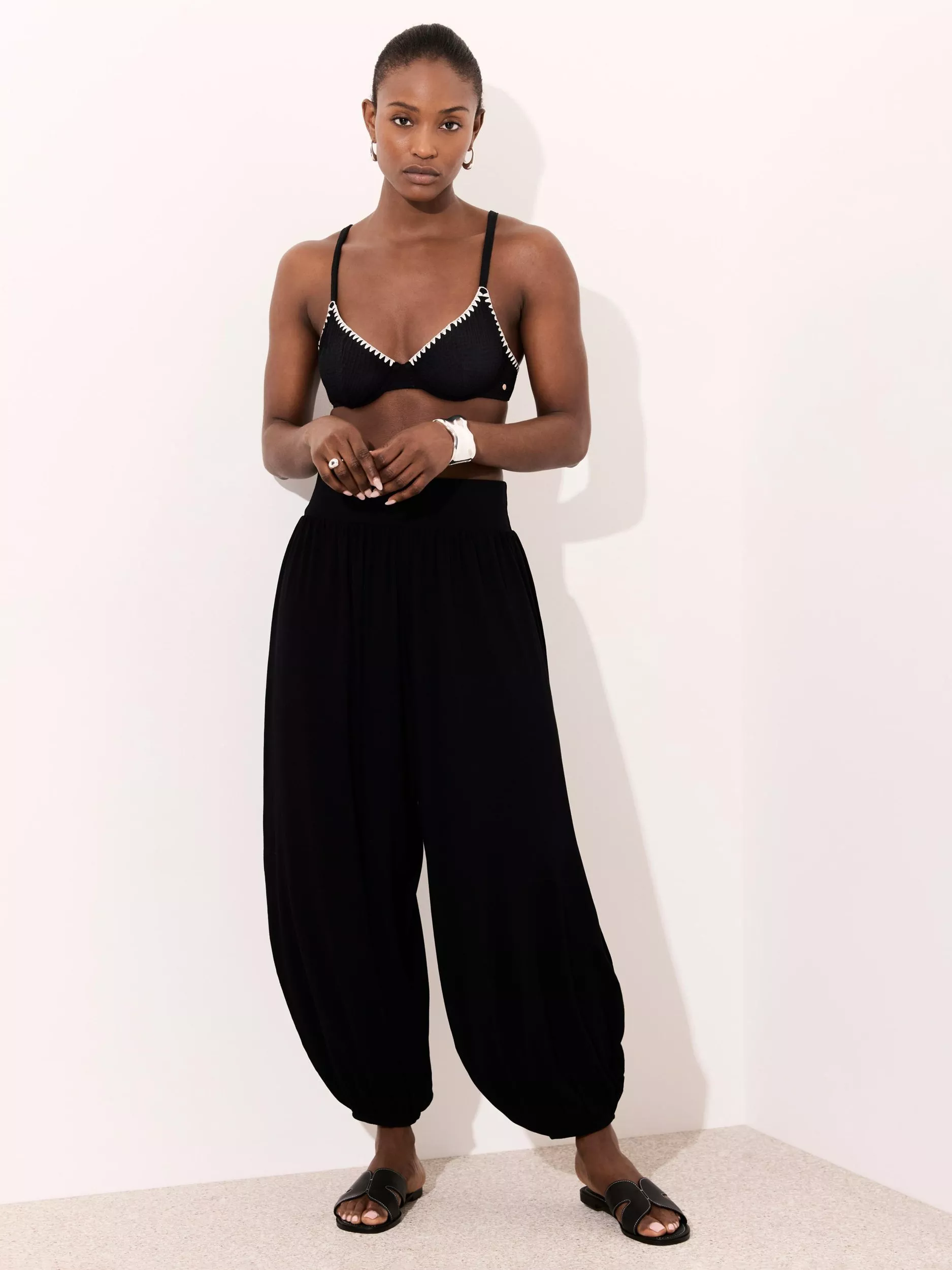 Mint Velvet High Rise Balloon Trousers, Black