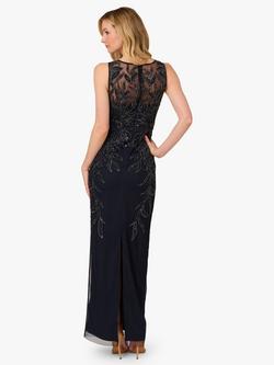 Adrianna Papell Studio Petite High Neck Beaded Maxi Dress, Midnight - view 2, Midnight