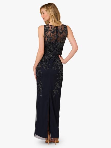Adrianna Papell Studio Petite High Neck Beaded Maxi Dress, Midnight - view 2, Midnight